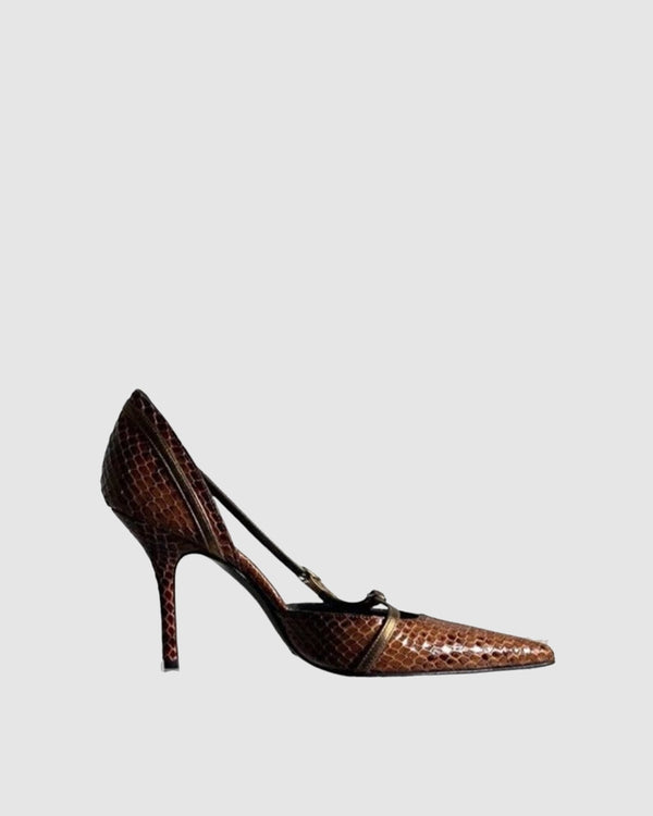 Adelina Snake Print Leather Pumps