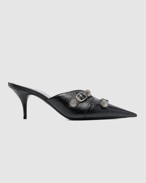 Afra Rivet Embellished Leather Mules In Black