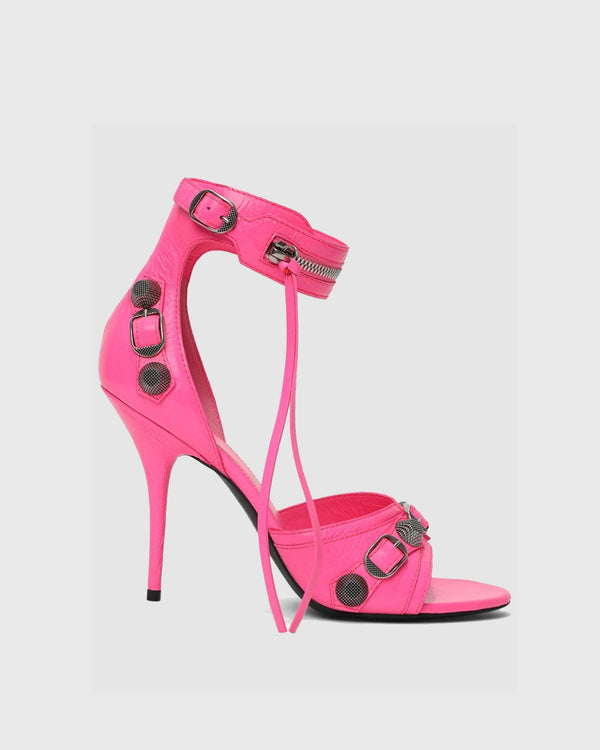 Afra Rivet Leather Strap Sandals In Hot Pink