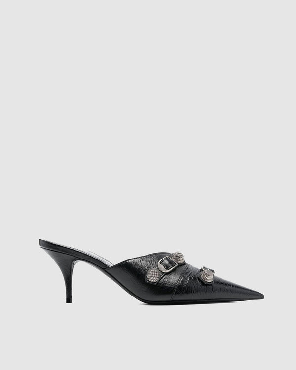 Afra Rivet Embellished Leather Mules In Black