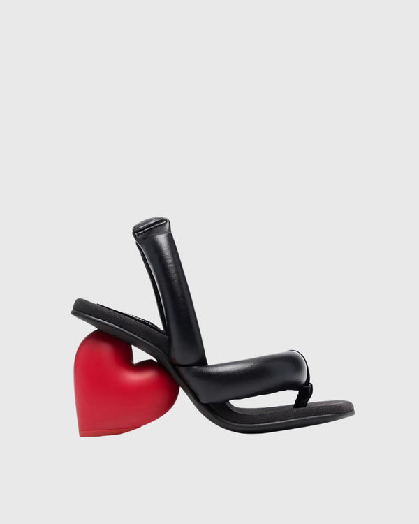 Alessia Heart Heel Slippers In Black