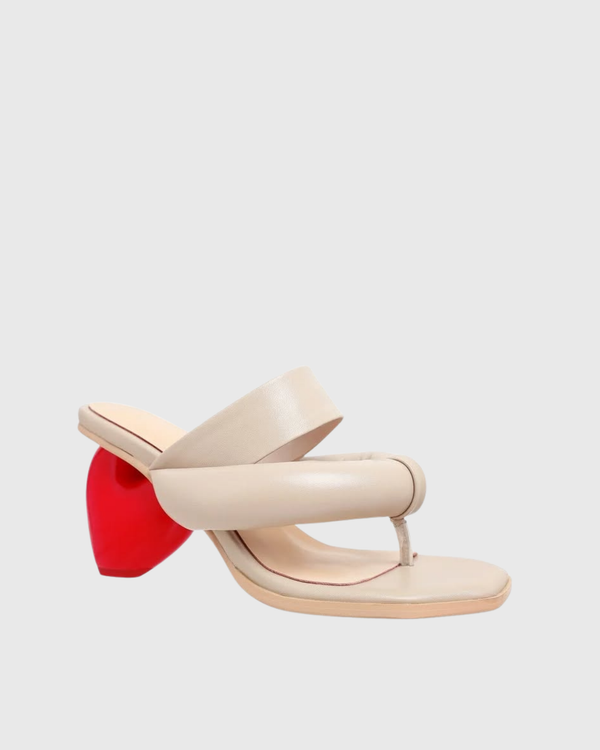 Alessia Heart Heel Slippers In Natural