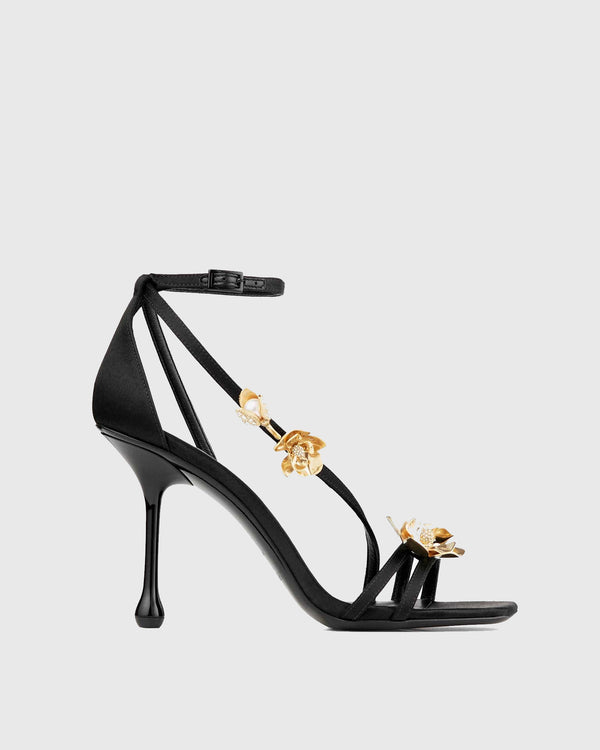 Alfreda Flower Embellished Strap Sandals In Black