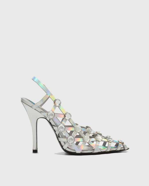 Alina Rhinestone Embellished Cutout Sandals In Multicolor