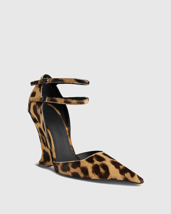 Amalia Leopard Print Wedge Pumps