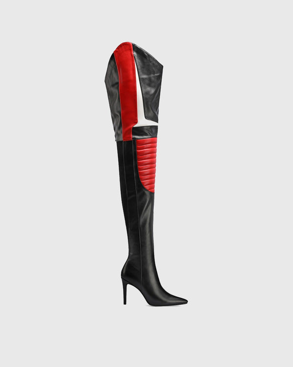 Amedea Splicing Leather Over The Knee Boots