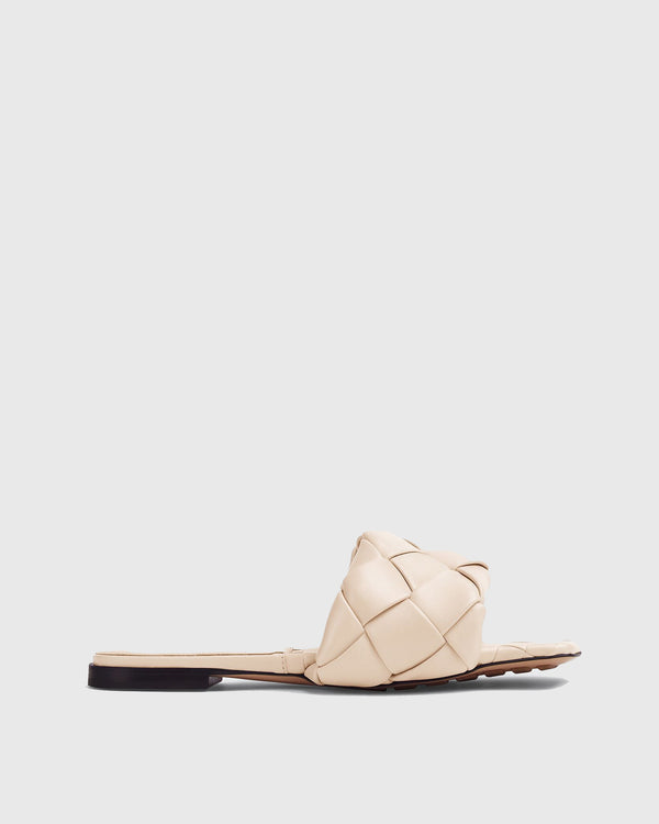 Anna Woven Leather Slippers In Apricot