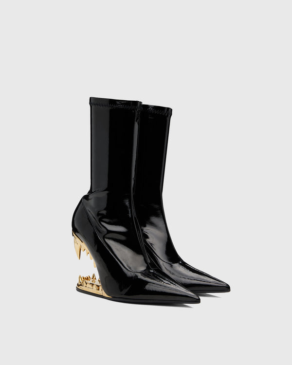 Antonia Wolf Tooth PVC Ankle Boots In Black