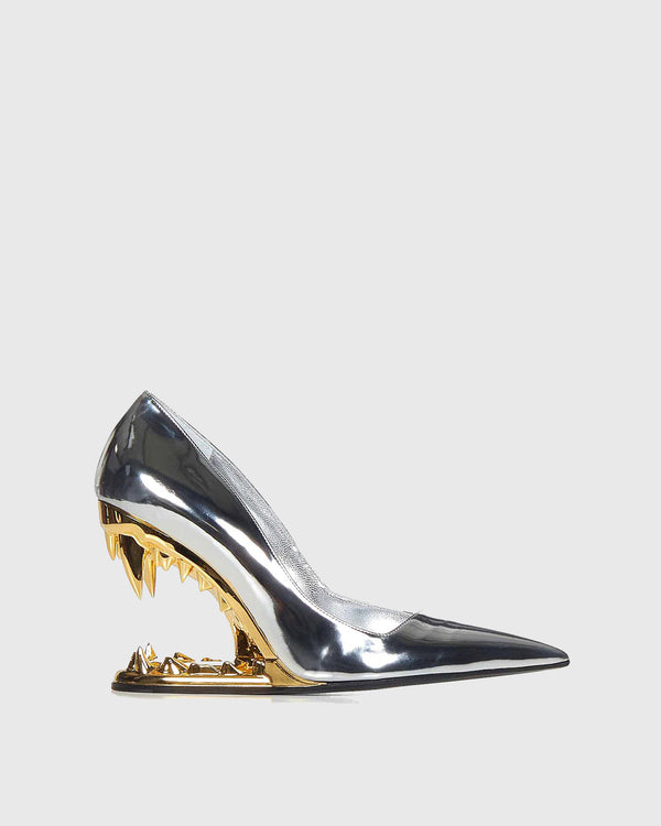 Antonia Wolf Tooth Pumps In Silver