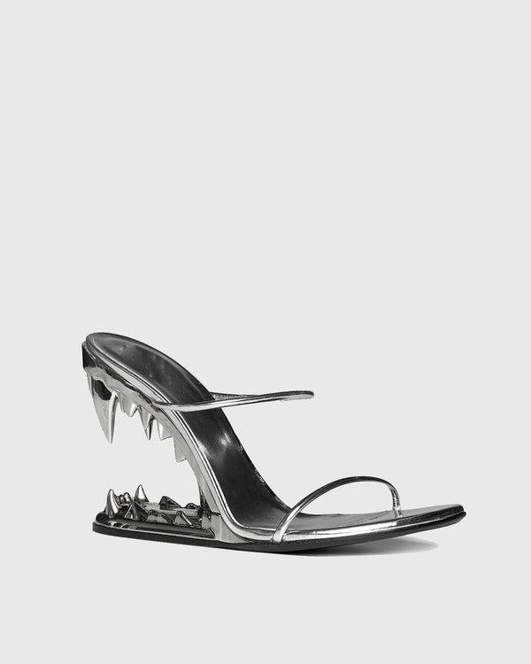 Antonia Wolf Tooth Sandals In Silver