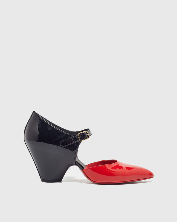 Azzurra Leather Wedge Pumps In Red