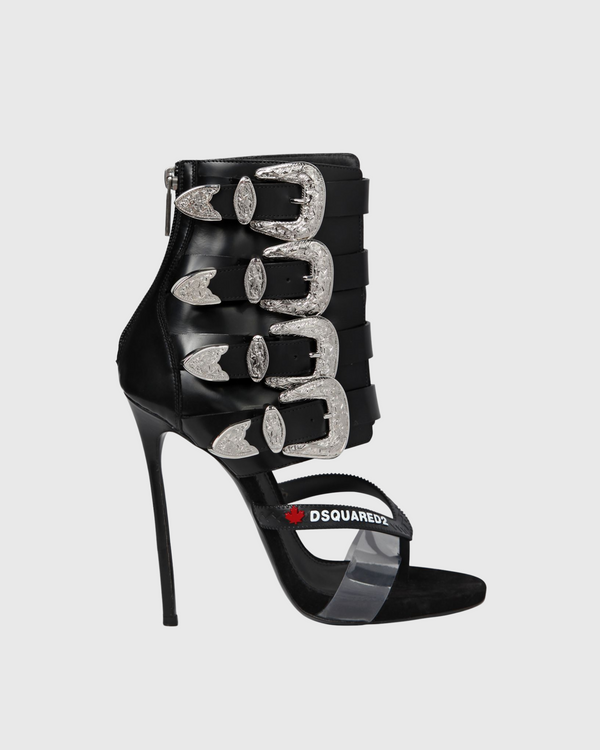 Baba Buckle Deconstruct Sandals In All Black
