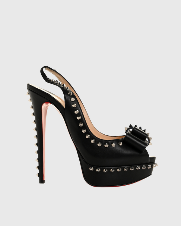 Bea Bow Rivet Slingback Platform In Black