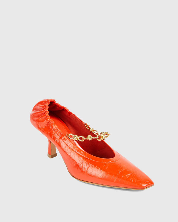 Bettina Chain Leather Pumps In Red