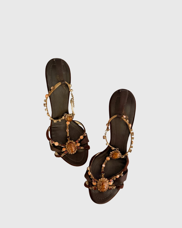 Cahir Vintage Gem T Strap Sandals