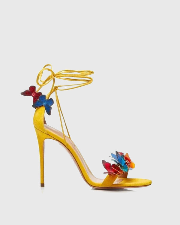 Carla Butterfly Embellished Sandals In Yellow