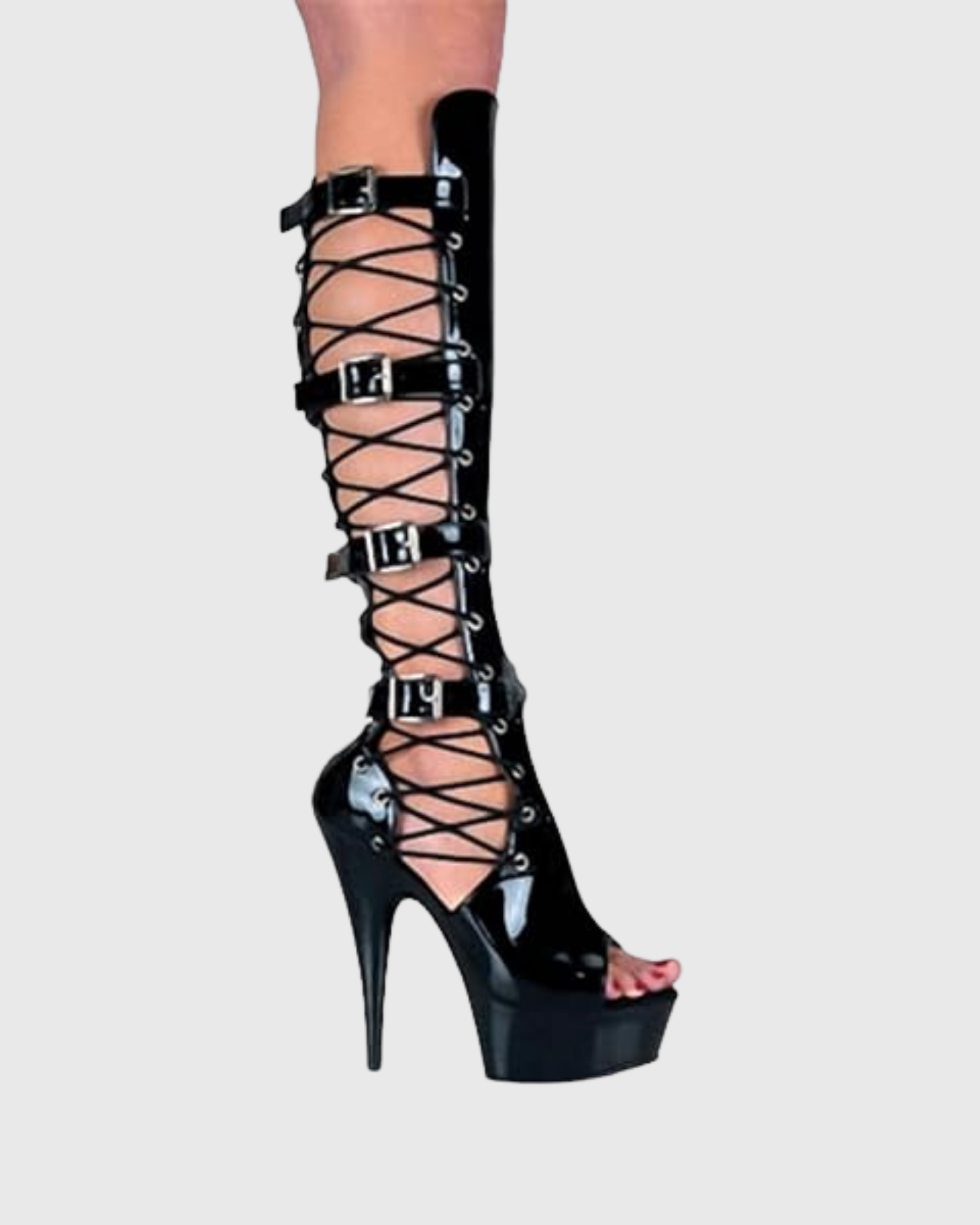 Carol Buckle Fishnet Deconstruct Knee High Boots – Sienna Rossi