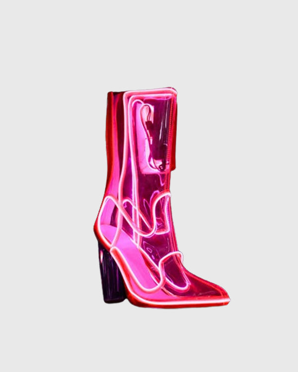 Celeste LED PVC Mid Calf Boots In Hot Pink