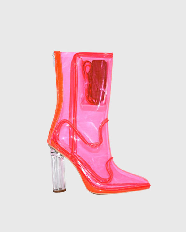 Celeste LED PVC Mid Calf Boots In Hot Pink