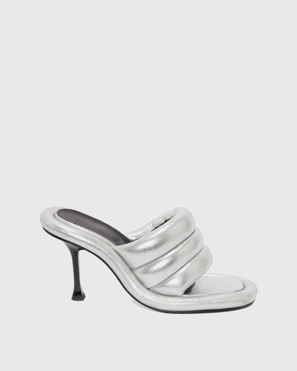 Cesarina Leather Sandals In Silver