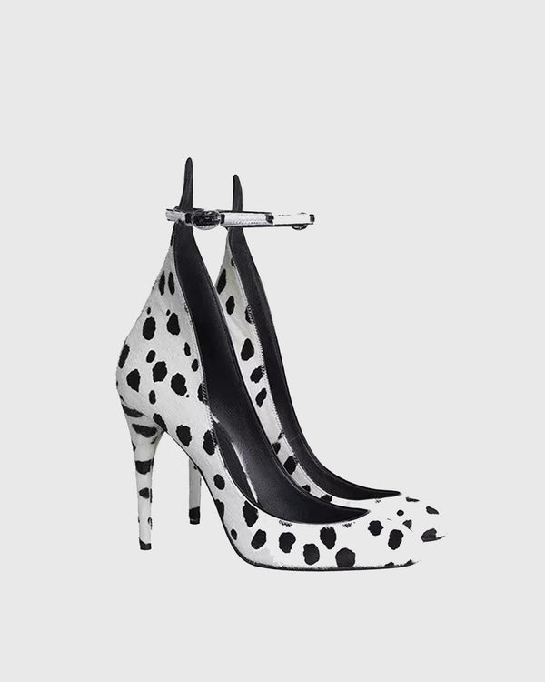 Clarissa Cow Print Strap Pumps