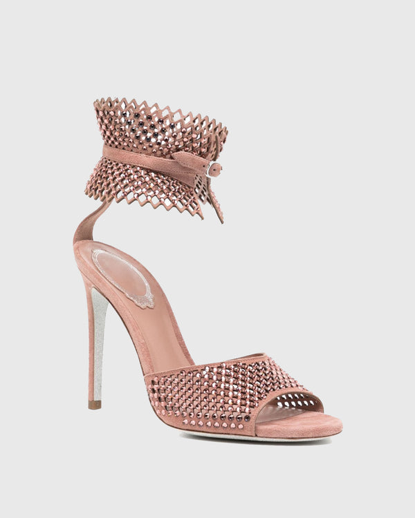 Colombina Rhinestone Cutout Strap Sandals In Pink