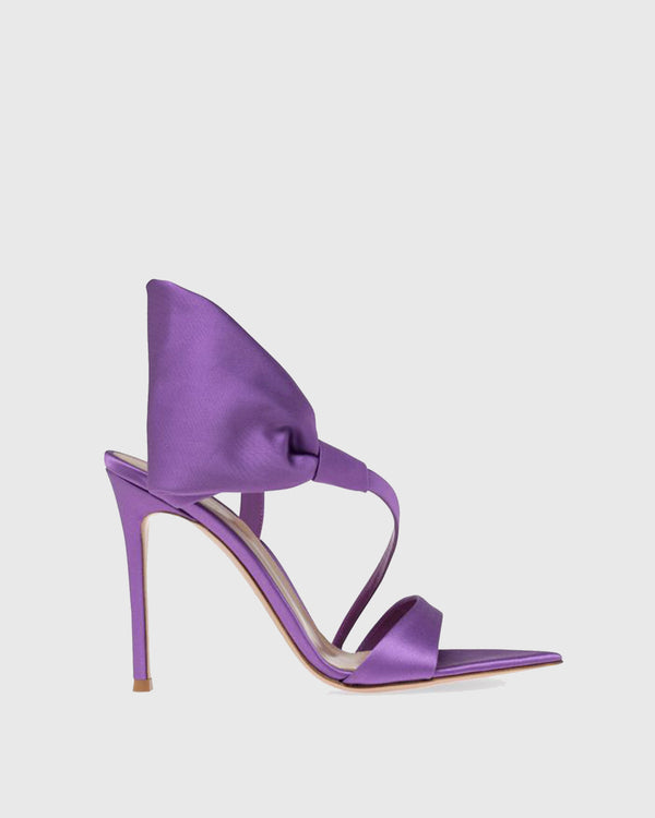 Daniela Bow Satin Slingback Sandals In Purple