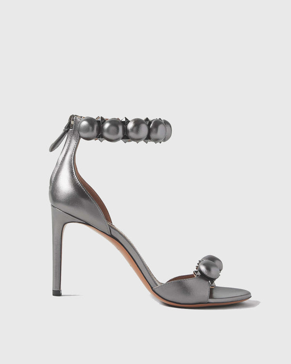 Danila Metallic Ankle Strap Sandals In Silver