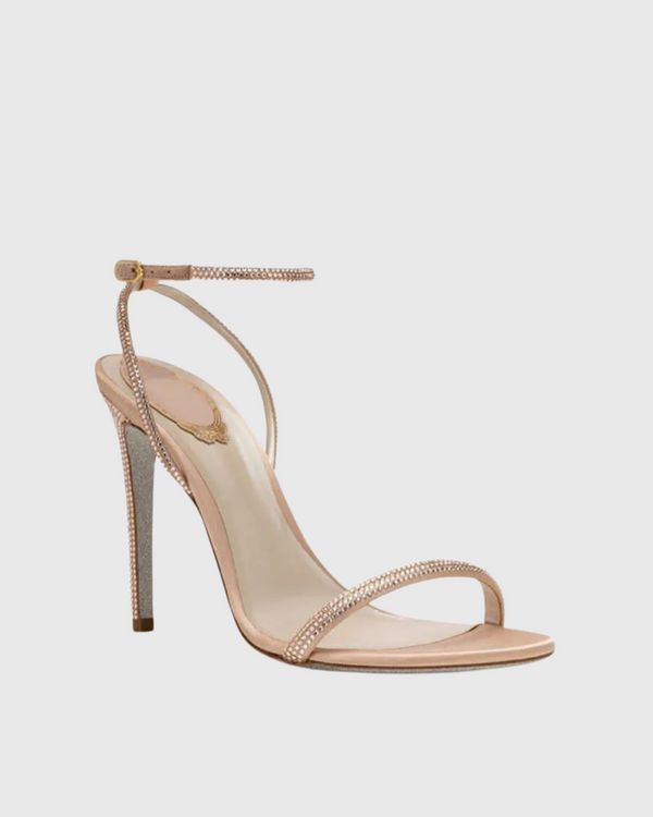Darcy Rhinestone Strap Sandals In Apricot