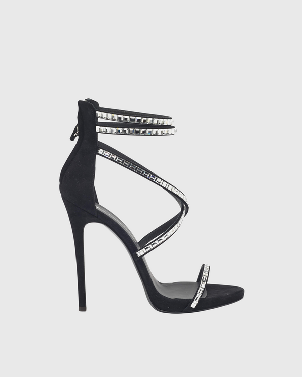 Daris Rhinestone Cross Strap Sandals