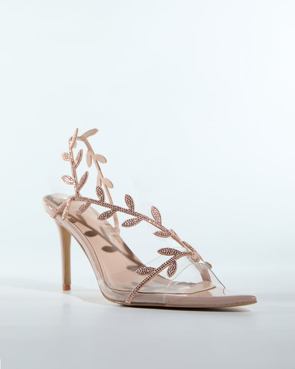 Ealar Rhinestone Leaf Slingback Sandals In Blush
