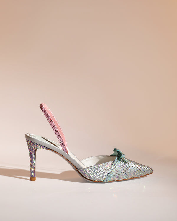 Easton Rhinestone Slingback Pumps In Silver