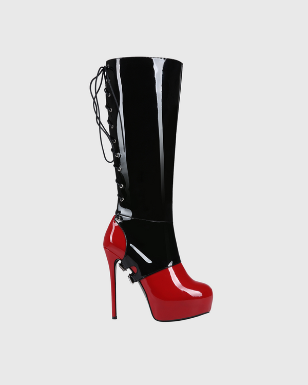 Eavan Splicing Platform Lace Up Boots