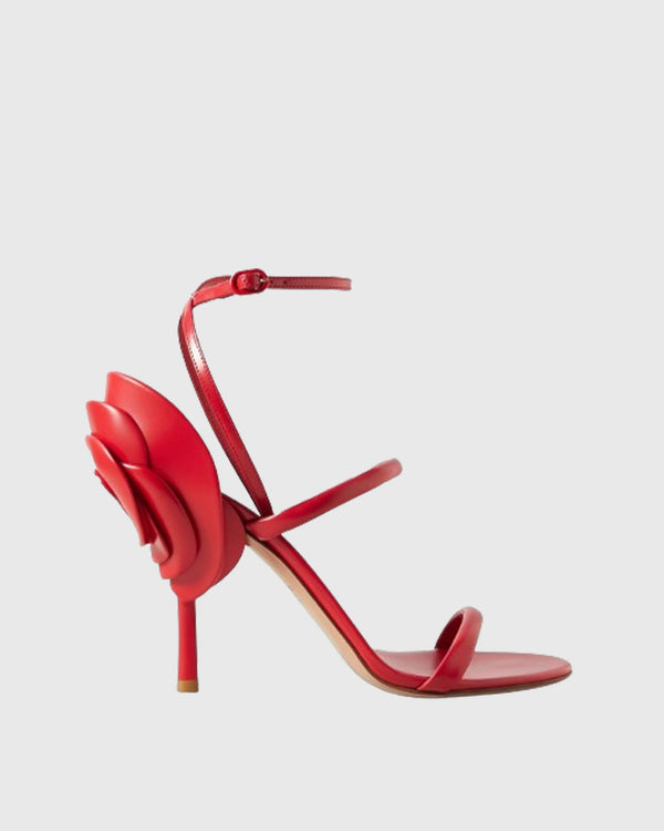 Edmonda Flower Strap Sandals In Red