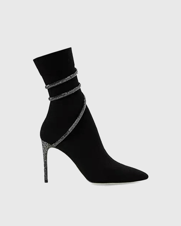 Elisa Crystal Twisting Ankle Boots