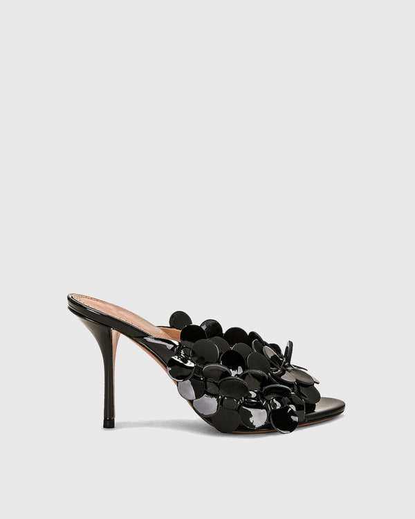 Elvira Confetti Leather Sandals In Black