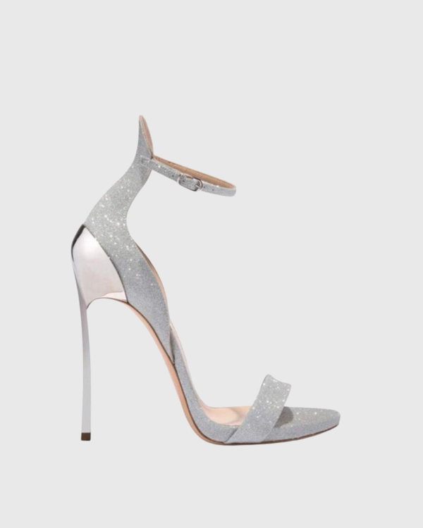 Evelina Glitter Strap Sandals In Silver