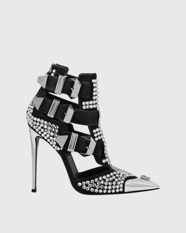 Fabian Silver Rhinestone Buckle Pumps