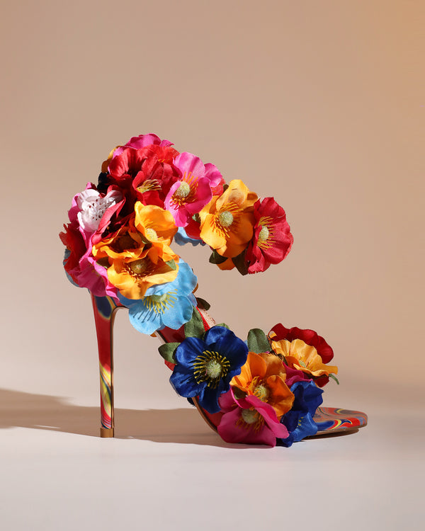 Fadwa 3D Flower Sandals In Multicolor