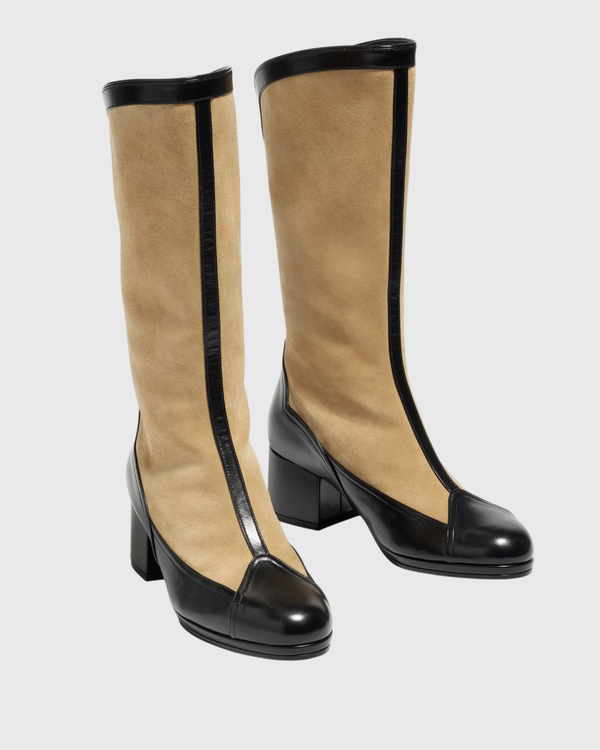 Faiza Splicing Knee High Boots
