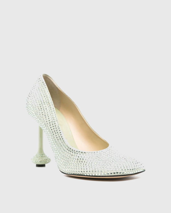 Fausta Rhinestone Embellished Velvet Pumps In Green