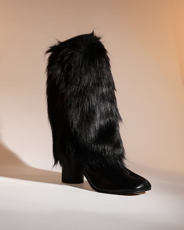 Faux Fur Boot Covers In Black