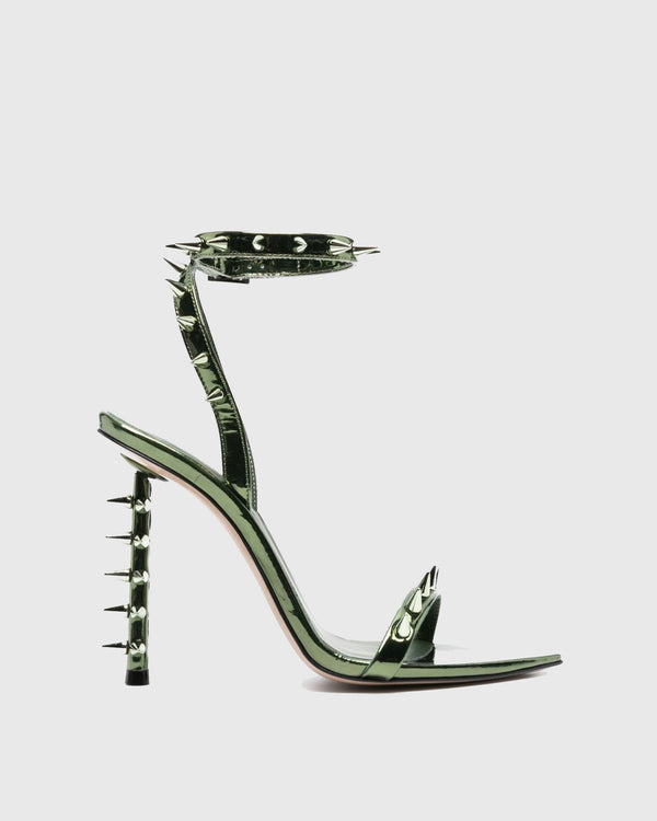 Filomena Rivet Embellished Sandals In Green