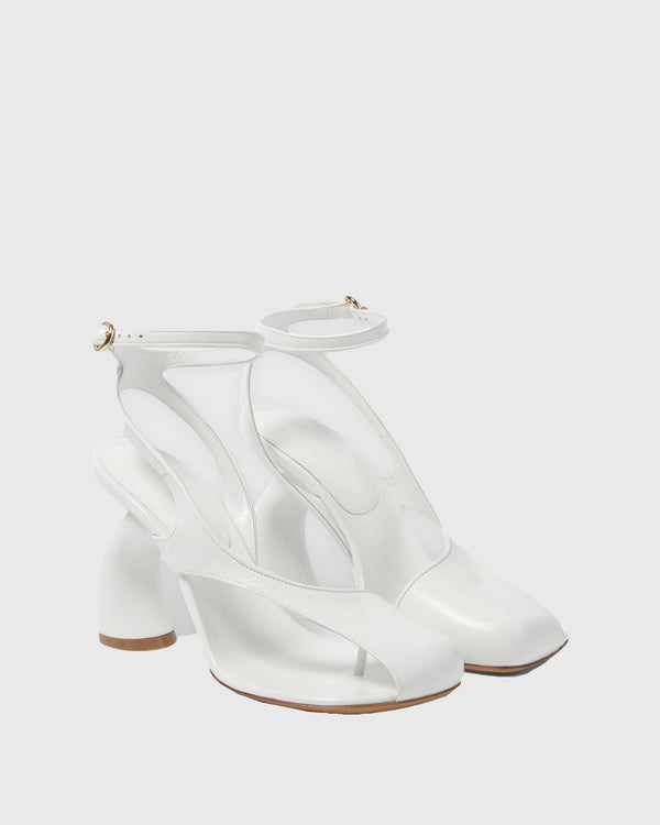 Fina Split Toe Heterotypic Heel Sandals In White