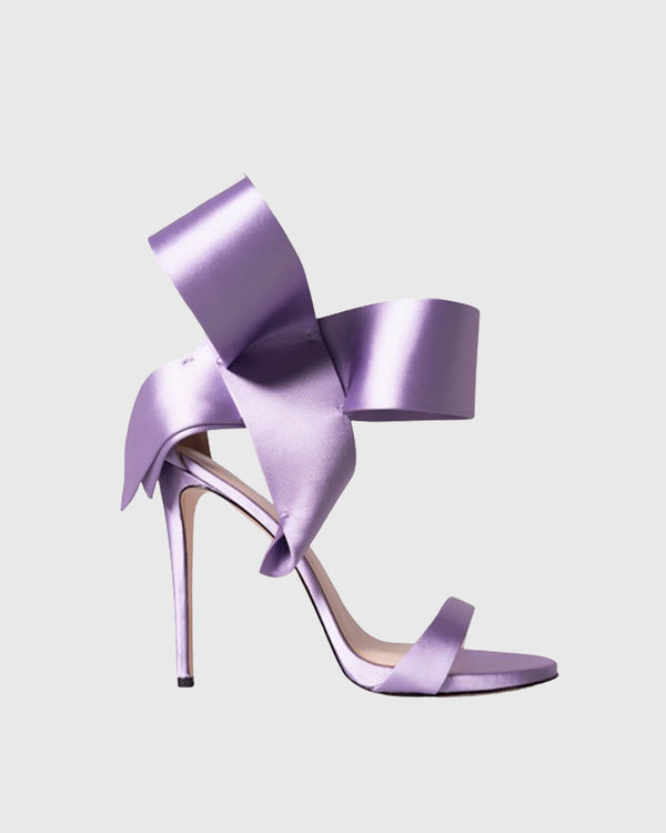 Fioralba Bow Satin Strap Sandals In Purple