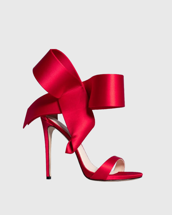 Fioralba Bow Satin Strap Sandals In Red