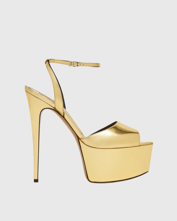 Freya Fish Mouth Platform Sandals In Gold