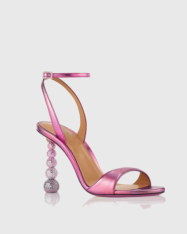 Fulvia Rhinestone Heterotypic Heel Sandals In Pink