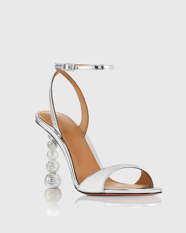 Fulvia Rhinestone Heterotypic Heel Sandals In Silver