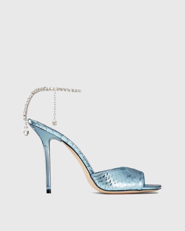 Gilberta Fish Scales Rhinestone Strap Sandals In Blue